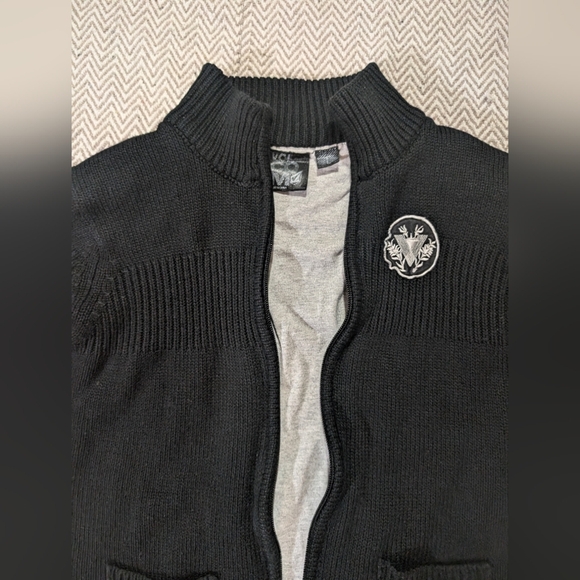 Volcom Vintage Black Knit Cardigan with Logo - Picture 5 of 9